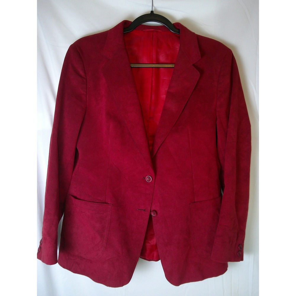 Vintage Kingsridge Custom Fabric‎ Burgundy Suede Blazer Jacket Women's
